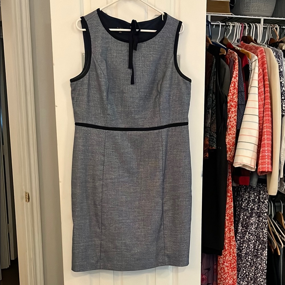 Talbots Gray Sleeveless Sheath Dress Crew Neck